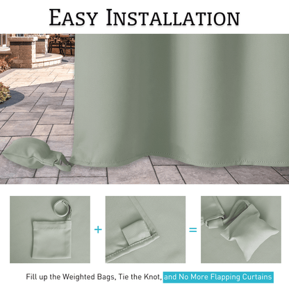 RYB HOME Windproof Custom Outdoor Curtains with Heavy Bags
