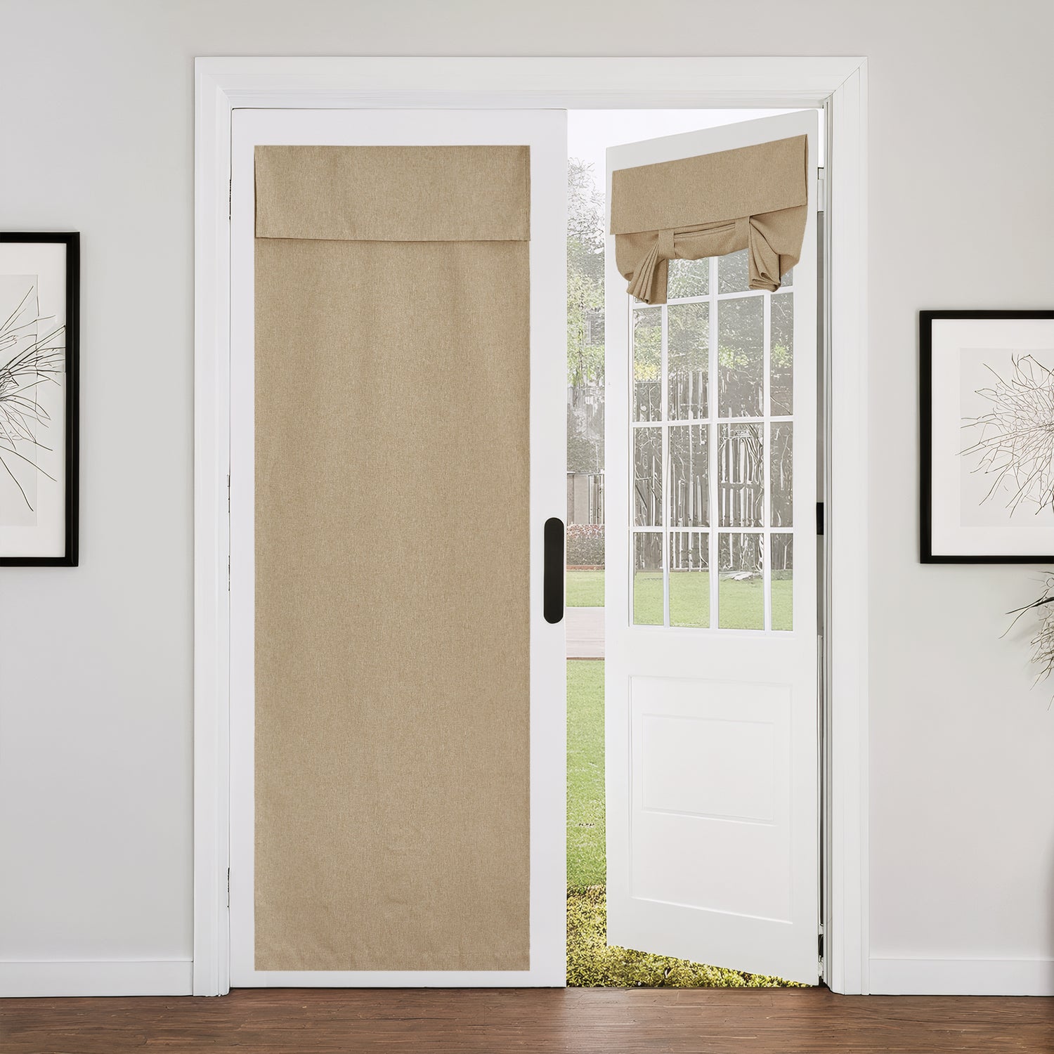 RYB HOME Linen-Look Coated Door Curtain for Light Filtering and Privacy