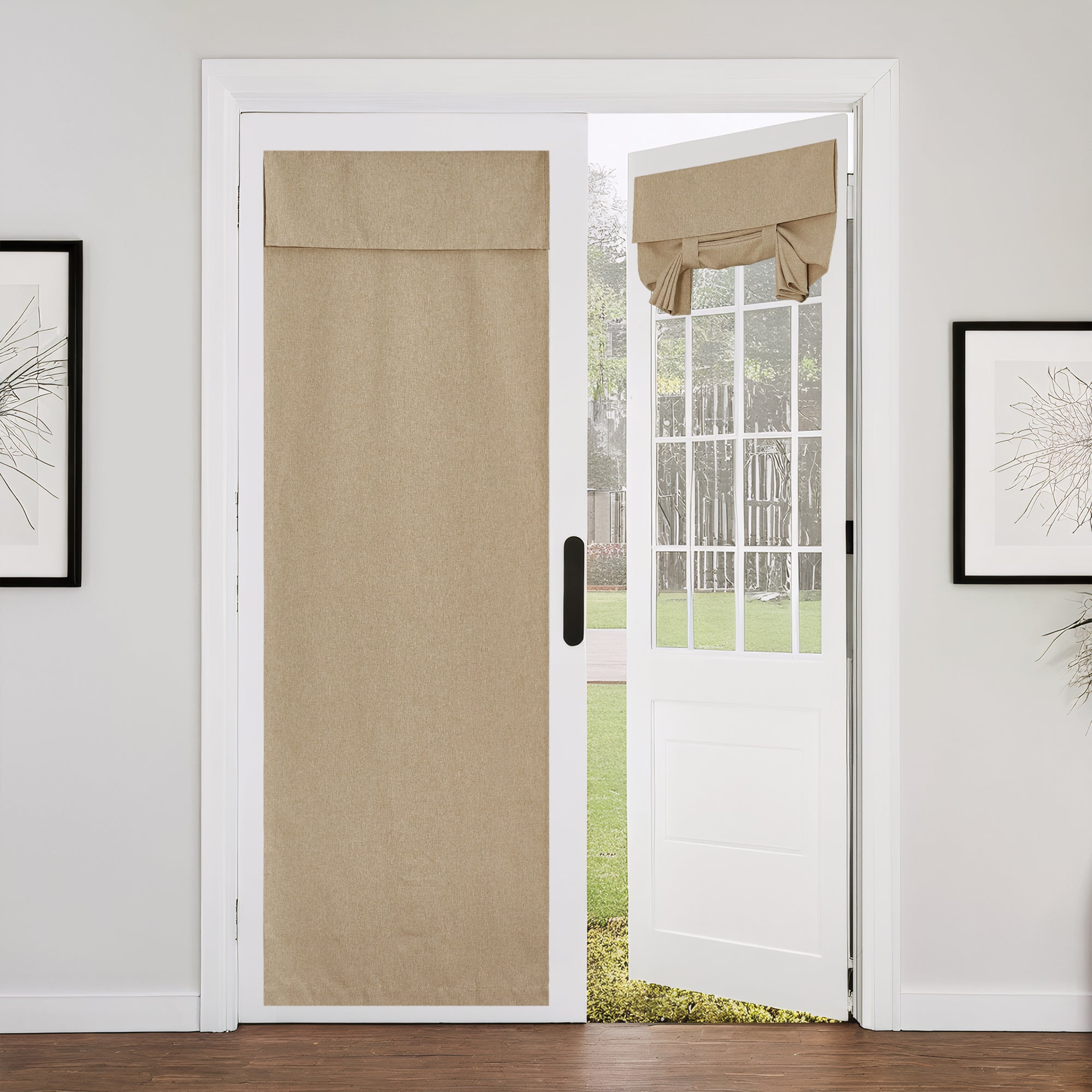 RYB HOME Linen-Look Coated Door Curtain for Light Filtering and Privacy