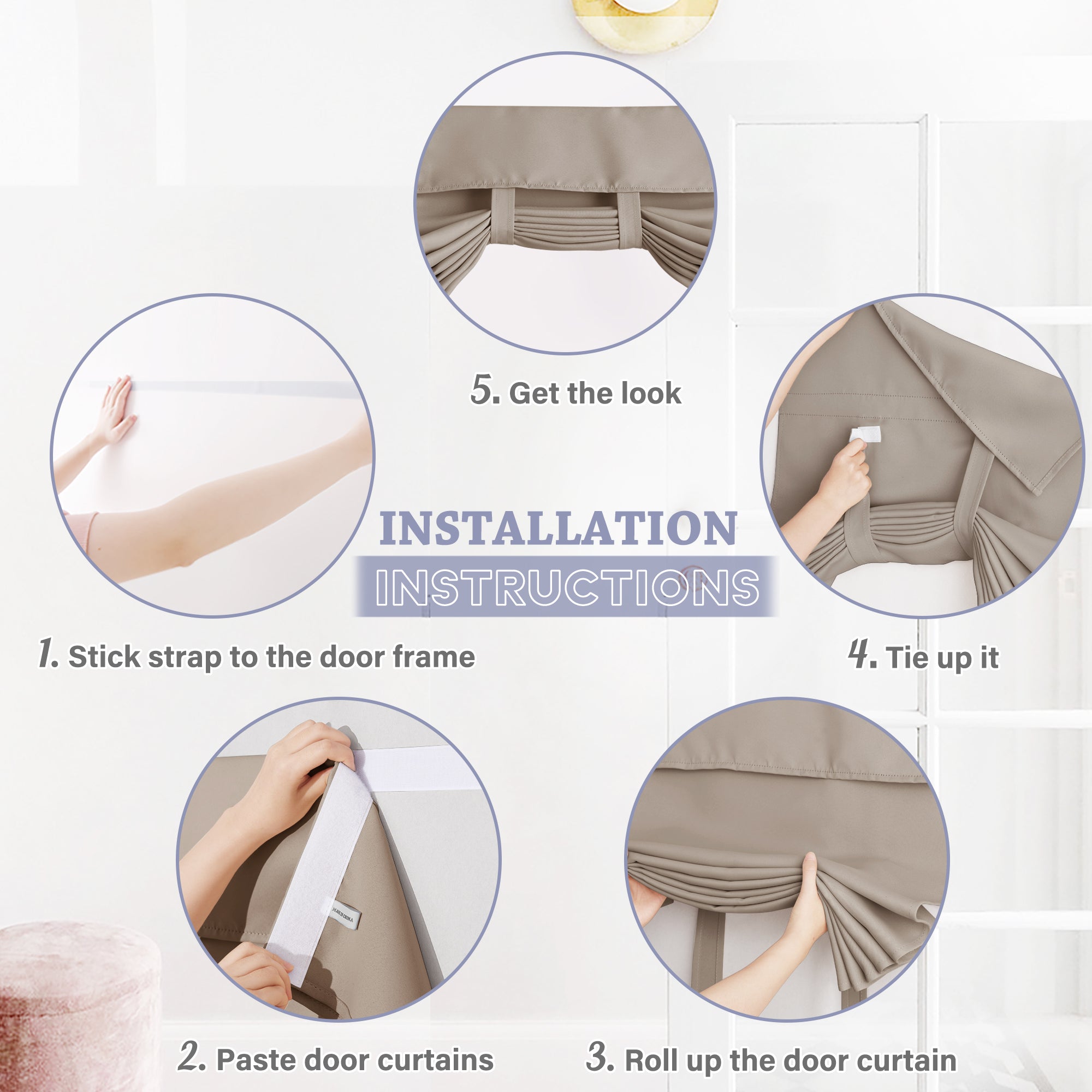 RYB HOME Blackout Thermal Insulated Velcro Door Curtains