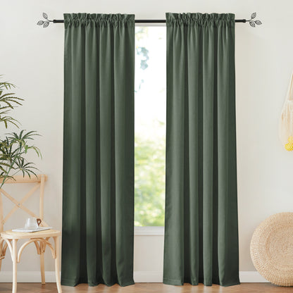 RYB HOME Rod Pocket Flax Linen Blend Curtains for Living Room