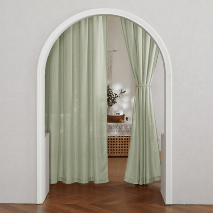 RYB HOME Rod Pocket Flax Linen Blend Curtains for Living Room